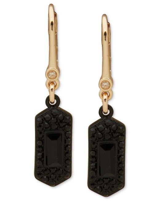 DKNY Black Two-tone Stone Hexagon Drop Earrings
