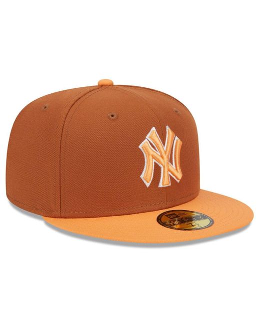 KTZ Brown/orange New York Yankees Spring Color Basic Two-tone 59fifty Fitted Hat for men