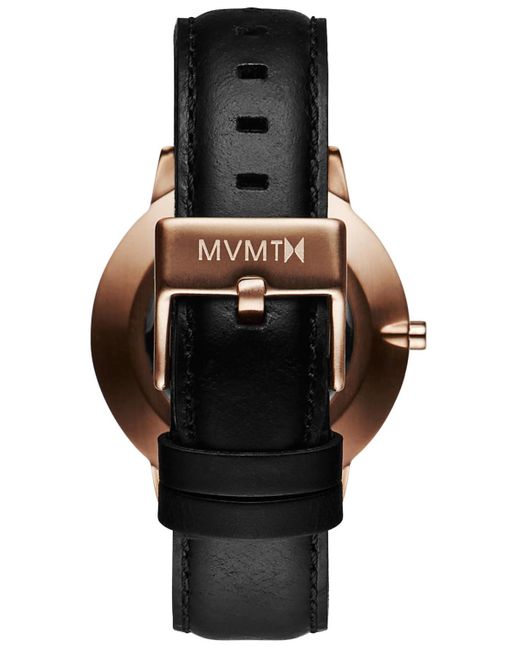 MVMT Black Boulevard Santa Monica Leather Strap Watch 38mm