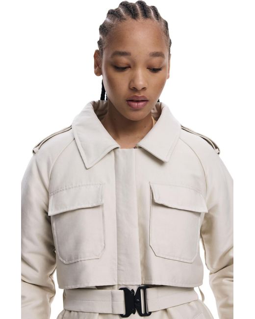 Desigual Natural Long Lightweight Padded Coat