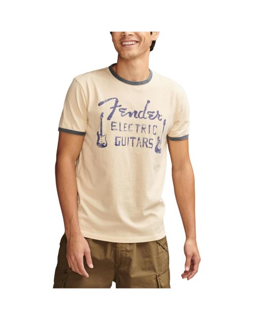Lucky Brand Natural Short Sleeve Painted Fender T-shirt for men