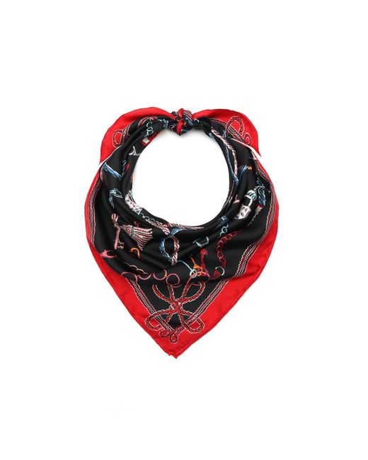 Kate Spade Red Lock And Key Silk Square Scarf