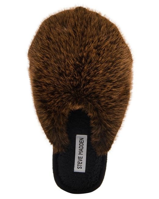 Steve Madden Brown Poof Cozy Slides Slippers