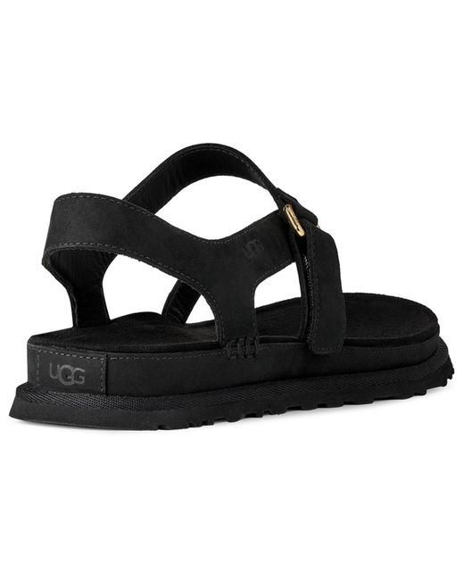 Ugg Black Goldengaze Open Toe Flat Sandals