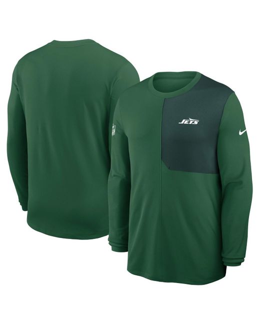 Nike Green New York Jets Sideline Coach Uv Performance Long Sleeve T-shirt for men