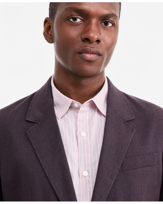 Alfani Purple Linen-blend Tech Two-button Blazer for men