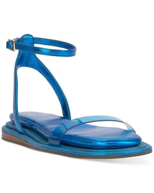 Jessica Simpson Blue Betania Ankle Strap Flat Sandals
