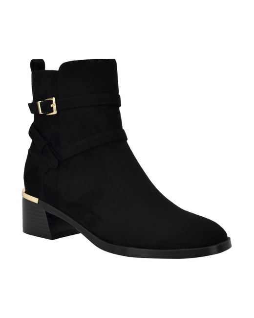 Calvin Klein Black Jasen Block Heel Almond Toe Dress Booties
