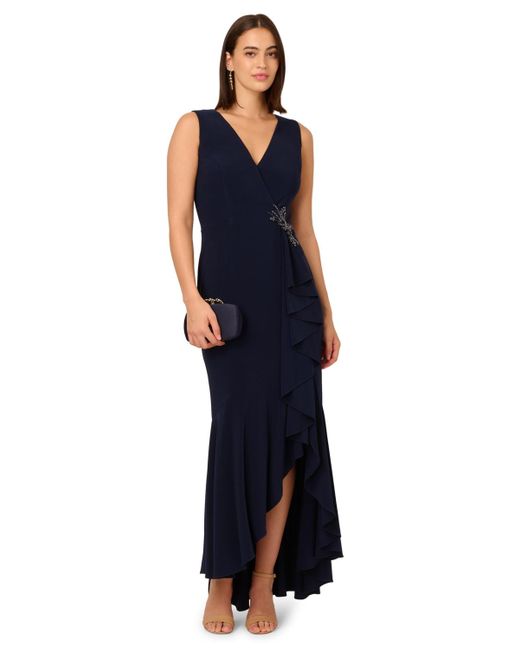 Adrianna Papell Women's Blue Sleeveless Knit Mermaid Dress Adrianna Papell Women's Blue Sleeveless Knit Mermaid Dress