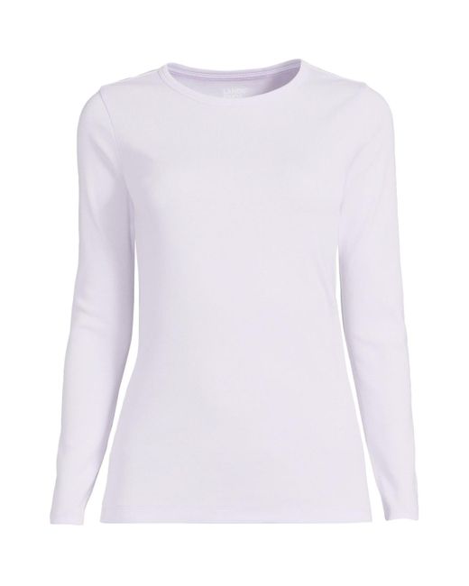 Lands' End White Tall Long Sleeve Crew Neck T-shirt