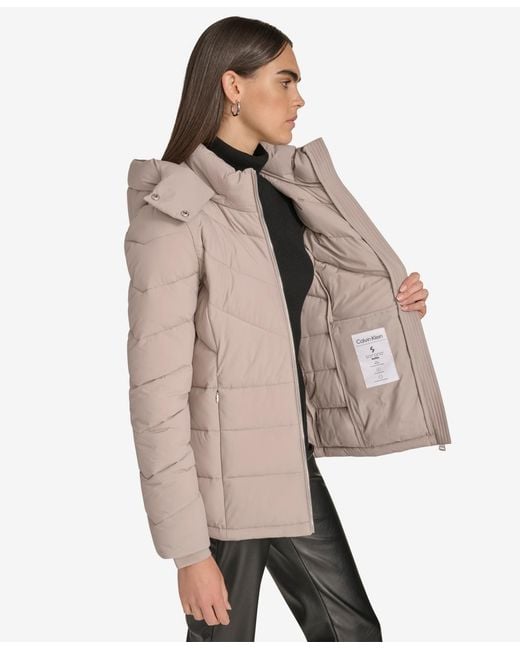 Calvin Klein Natural Short Zip Front Puffer Jacket