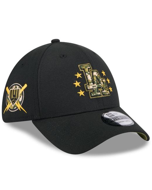 KTZ Black Los Angeles Dodgers 2024 Armed Forces Day 39thirty Flex Hat for men