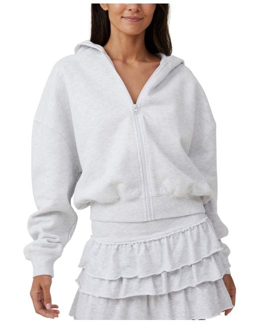 Cotton On White Zip Up Lounge Hoodie Sweatshirt
