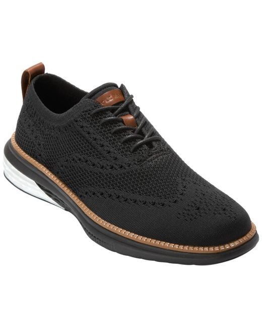 Cole Haan Black Grand Hurrion Stitchlite Wingtip Lace-up Oxford Shoes for men