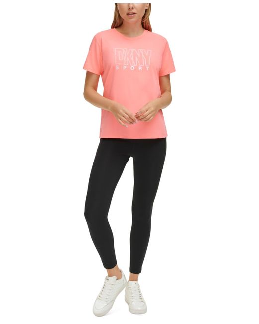 DKNY Pink Sport Short-sleeve Rhinestone Logo T-shirt