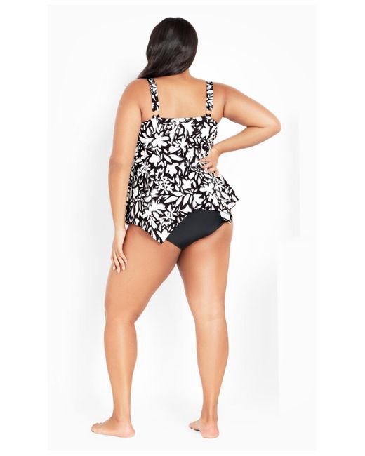 Avenue Multicolor Plus Size Sharkbite Print Tankini Top