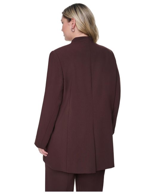 Calvin Klein Purple Plus Size Collarless Open-front Rollback-cuff Jacket