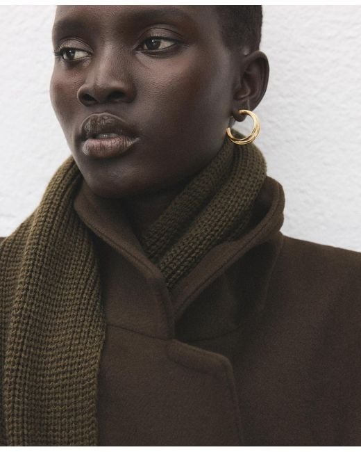 Mango Black Double-breasted Wool Coat