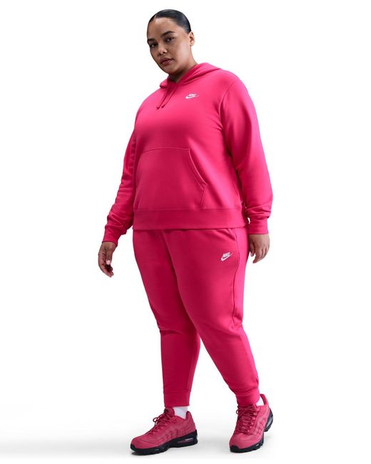 Nike Pink Plus Size Active Sportswear Club Mid-rise Fleece jogger Pants