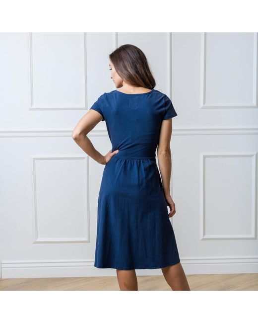 Hope & Henry Blue Tie-waist Knit Dress