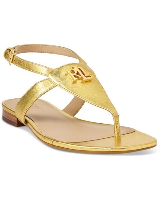 Ralph Lauren Metallic Everly Thong Flat Sandals