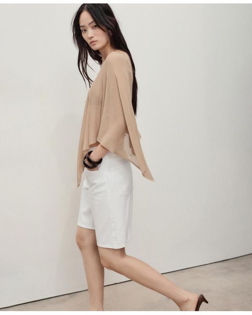 Mango White Straight-fit High-waist Bermuda Shorts