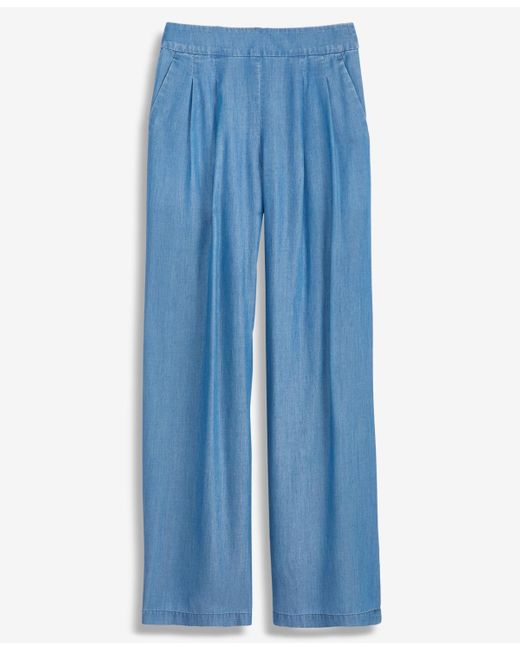 INC International Concepts Blue High-rise Pleated Pull-on Wide-leg Pants