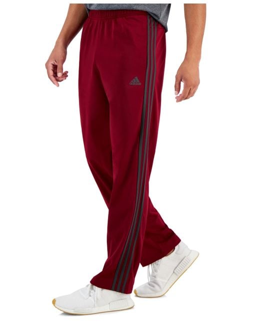 adidas Primegreen Essentials Warm-up Open Hem 3-stripes Track Pants in Red  for Men