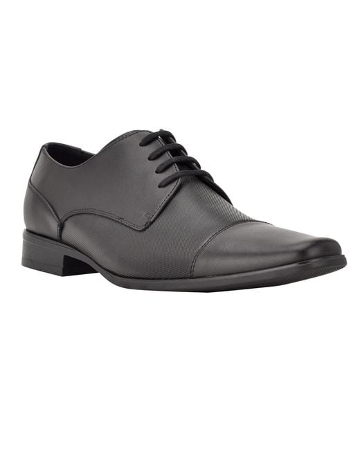 Calvin Klein Black Bram Leather Cap Toe Oxfords for men
