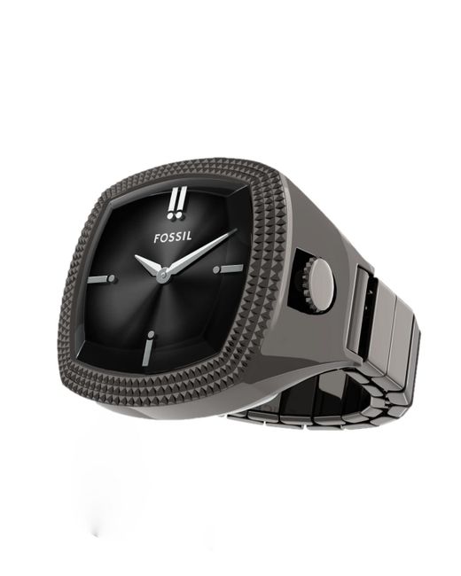 Fossil Black Nick Jonas X Machine Luxe Vignette Gunmetal Stainless Steel Ring Watch
