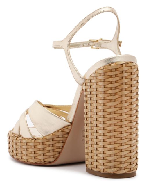 SCHUTZ SHOES Metallic Keefa High Straw Round Toe Sandals