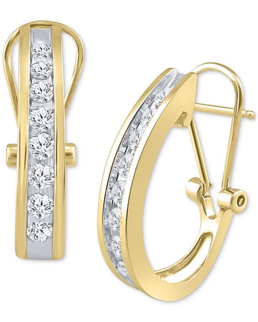 Macy's Metallic Diamond Channel-set J-hoop Earrings (1/2 Ct. T.w.