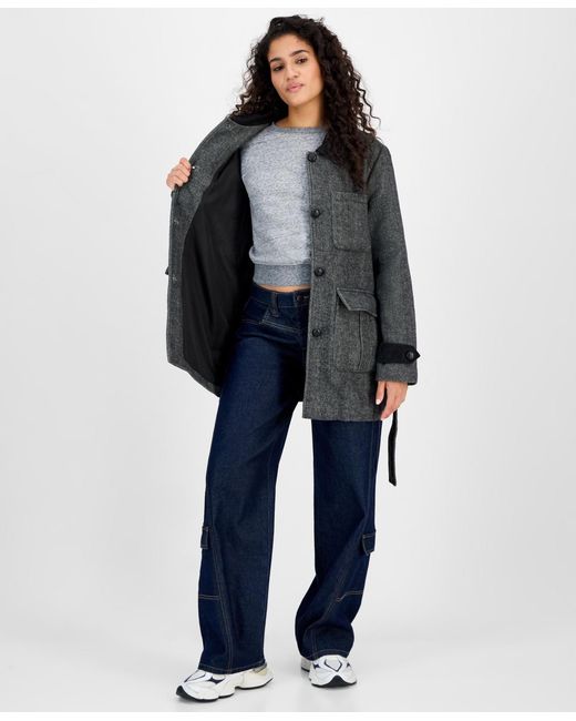 Steve Madden Blue Belted Single-breasted Jacket