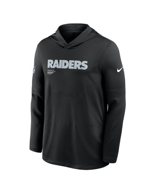 Nike Black Las Vegas Raiders Big Tall Sideline Performance Long Sleeve Hoodie T-shirt for men
