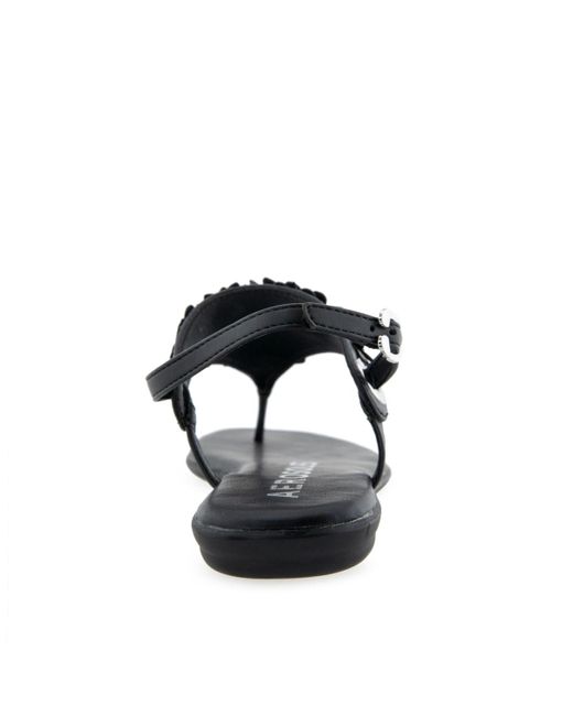 Aerosoles Black Connie Round Toe Flat Sandals
