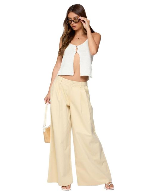 Edikted White Mikinley Split Front Knit Tank Top