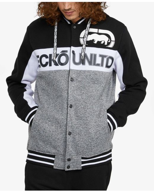 Ecko' Unltd Fleece Big And Tall Bold Color Block Varsity Jacket in Gray for Men Lyst