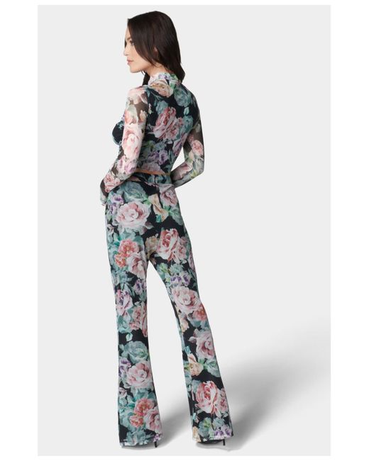 Bebe White Printed Two Piece Mesh Jumpsuit