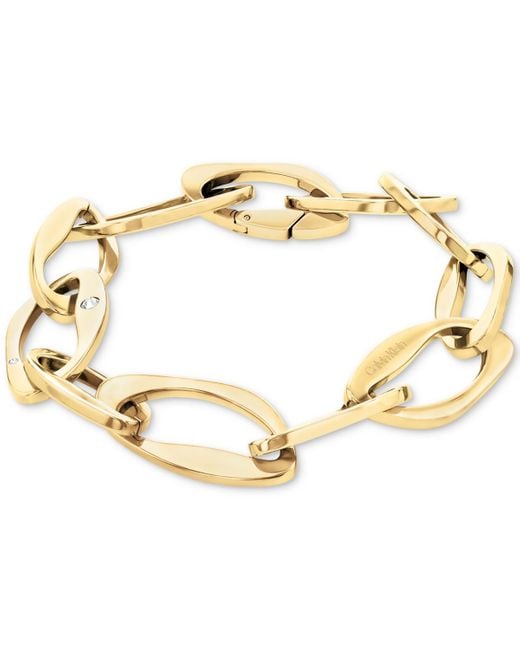 Calvin Klein Metallic Pave Sculpted Link Chain Bracelet