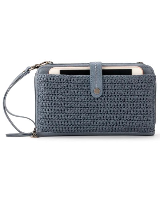 The Sak Blue Iris Crochet Leather Smartphone Convertible Crossbody Wallet