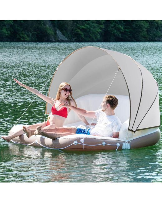SUGIFT Gray Inflatable Pool Float Lounge Swimming Raft