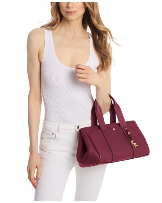Michael Kors Red Michael Romee Small East West Leather Satchel