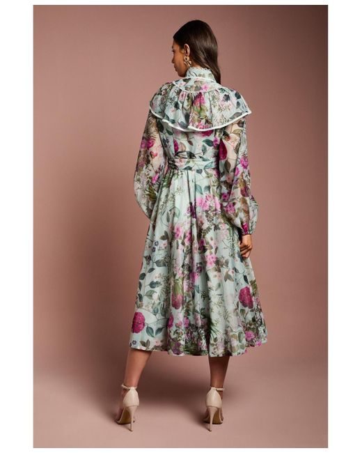 Coast White Long Sleeve Printed Organza Shirt Dress