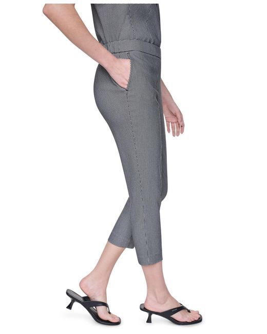 DKNY Gray Petite Houndstooth Millenium Ankle Pants