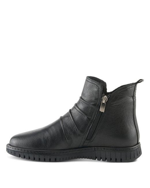 Spring Step Black Rosado Ruched Leather Bootie