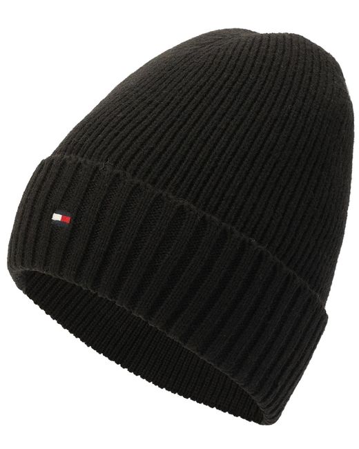 Tommy Hilfiger Black Core Flag Rib Cuff Hat for men