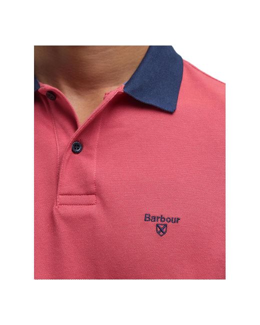 Barbour Red Lynmouth Contrast Trim Short Sleeve Polo Shirt for men
