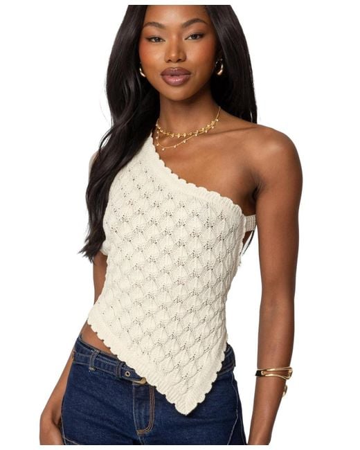 Edikted White Codi Backless Asymmetric Knit Top
