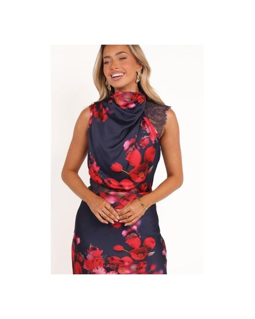 Petal & Pup Anabelle Halter Neck Lace Maxi Dress in Red | Lyst