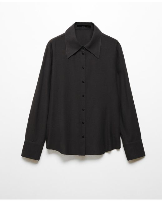 Mango Black Buttoned Flowy Shirt